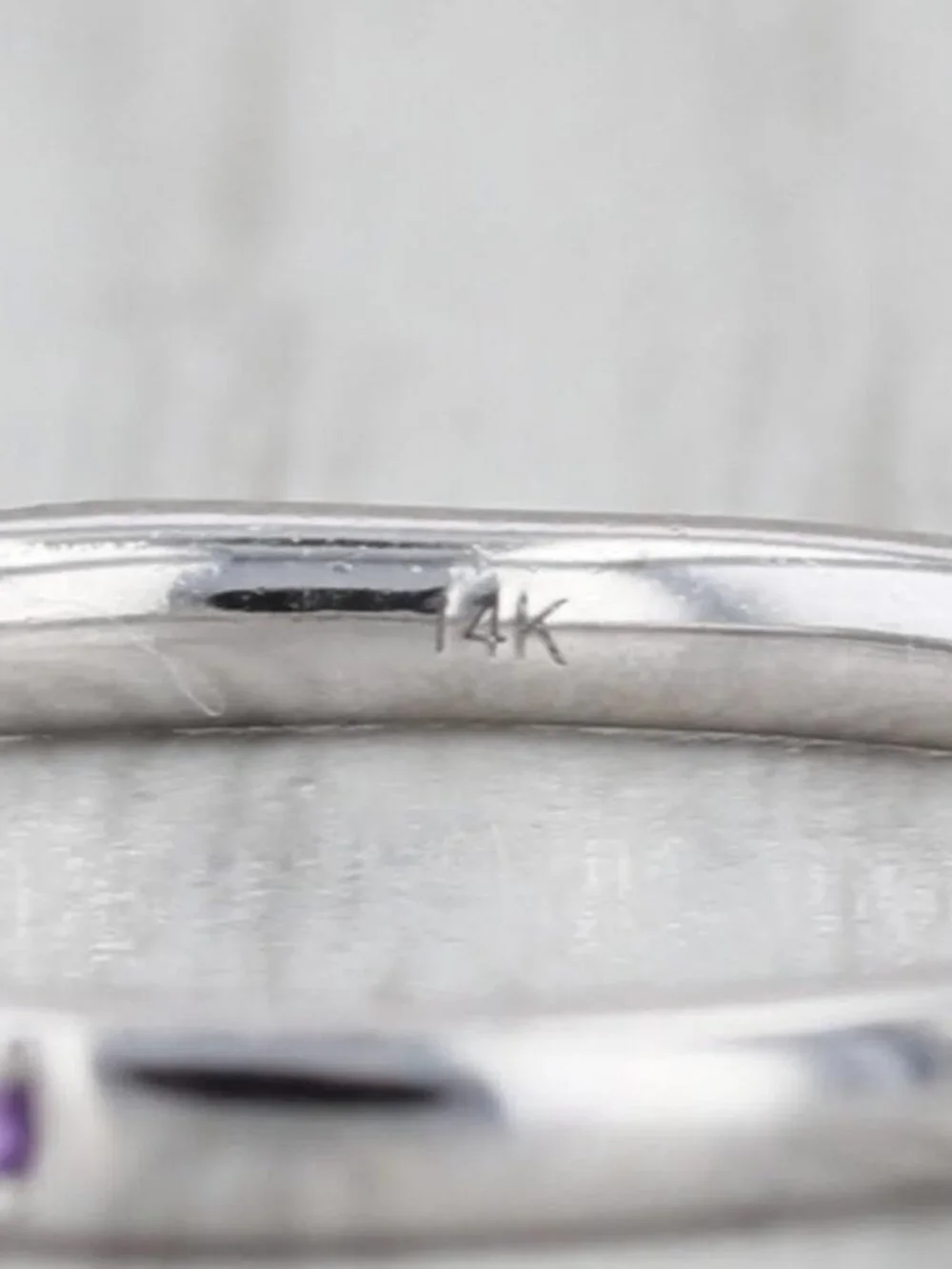 0.26ctw Amethyst Stackable Ring 14k White Gold Size 9.25 Wedding Band